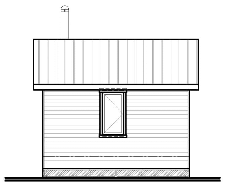 Cabin House Plan 76163 with 1 Beds, 1 Baths Rear Elevation