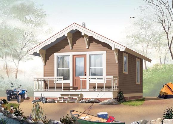 Cabin House Plan 76164 with 1 Beds, 1 Baths Elevation