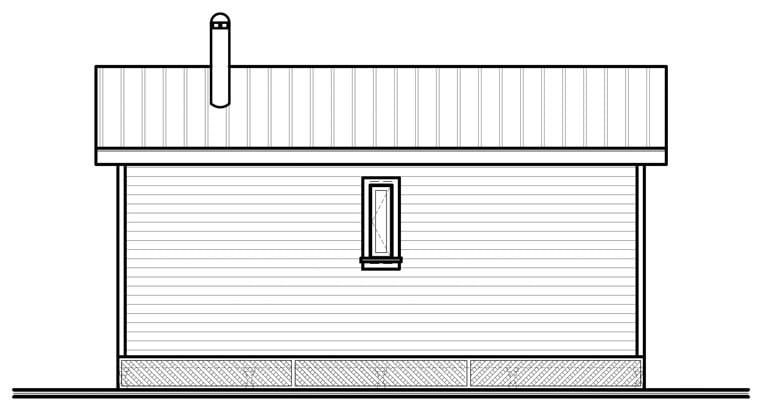 Cabin House Plan 76166 with 2 Beds, 1 Baths Rear Elevation