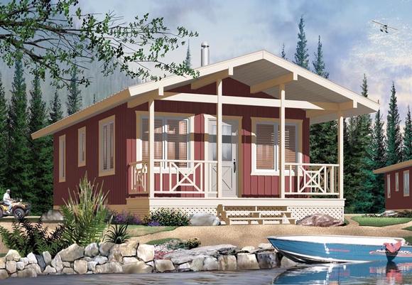 Cabin House Plan 76167 with 2 Beds, 1 Baths Elevation