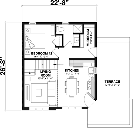 Country House Plan 76168 with 2 Beds, 2 Baths First Level Plan
