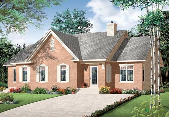 Bungalow, European, Ranch Multi-Family Plan 76172 with 3 Beds, 2 Baths Elevation