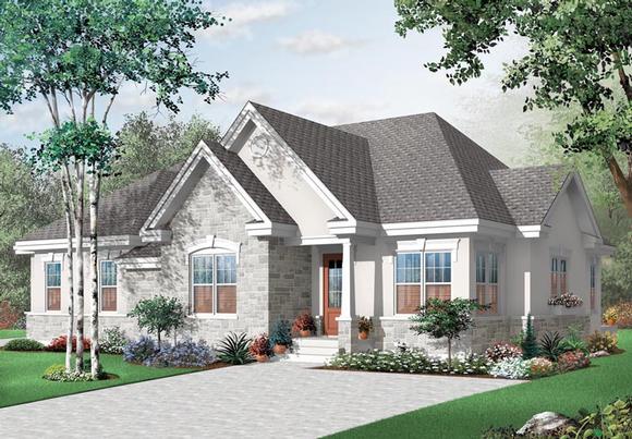European House Plan 76174 with 3 Beds, 2 Baths Elevation