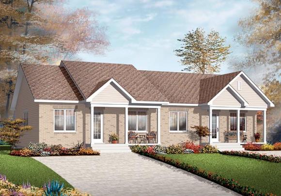 Multi-Family Plan 76176 with 2 Beds, 2 Baths Elevation