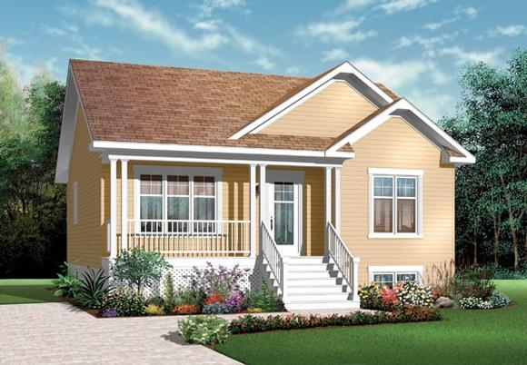 Bungalow, Country, Traditional House Plan 76183 with 2 Beds, 1 Baths Elevation