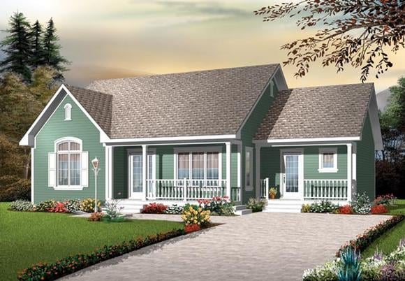 Bungalow, Country, Traditional House Plan 76184 with 3 Beds, 1 Baths Elevation