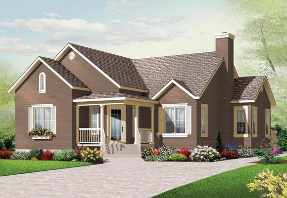 Country House Plan 76190 with 3 Beds, 1 Baths Elevation