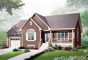 House Plan 76183 - Traditional Style with 911 Sq Ft, 2 Bed, 1 Bat