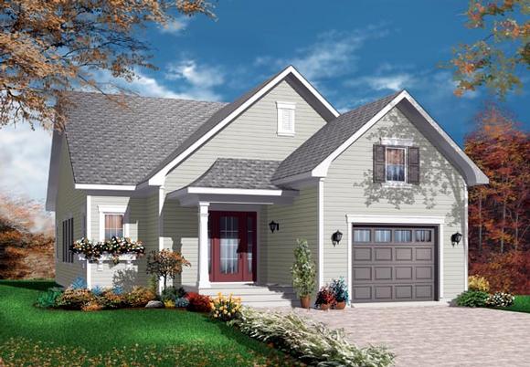 Bungalow House Plan 76194 with 2 Beds, 1 Baths, 1 Car Garage Elevation