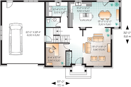 European, Traditional House Plan 76210 with 4 Beds, 3 Baths, 2 Car Garage First Level Plan