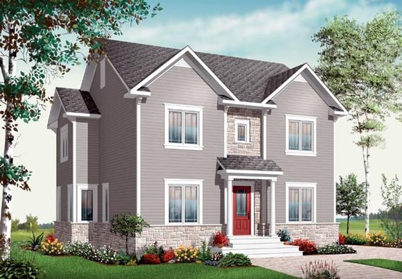 European, Traditional House Plan 76220 with 4 Beds, 3 Baths Elevation