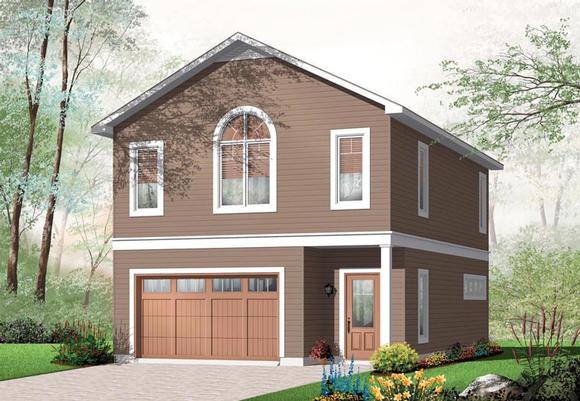 2 Car Garage Apartment Plan 76227 with 1 Beds, 1 Baths Elevation