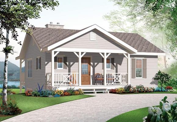 Bungalow, Country House Plan 76228 with 3 Beds, 2 Baths Elevation