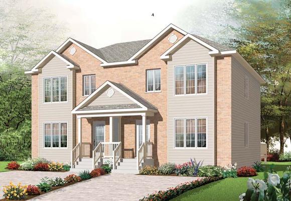 Traditional Multi-Family Plan 76240 with 6 Beds, 3 Baths Elevation