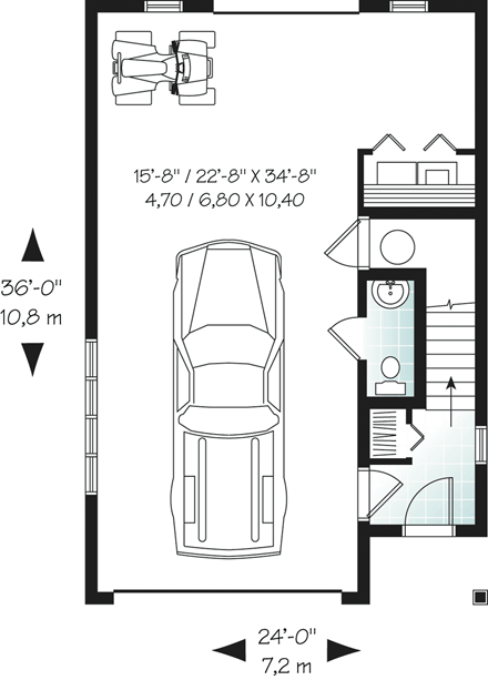 Ranch, Traditional 1 Car Garage Apartment Plan 76270 with 2 Beds, 1 Baths First Level Plan