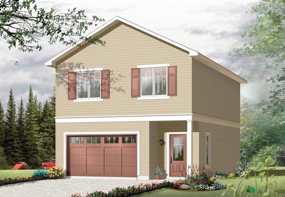Ranch, Traditional 1 Car Garage Apartment Plan 76270 with 2 Beds, 1 Baths Elevation
