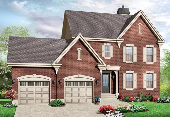 Colonial, Traditional House Plan 76279 with 3 Beds, 3 Baths, 2 Car Garage Elevation