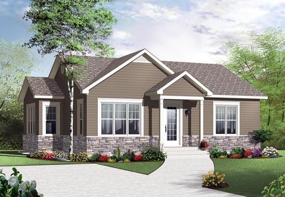 House Plan 76280 with 2 Beds, 1 Baths Elevation