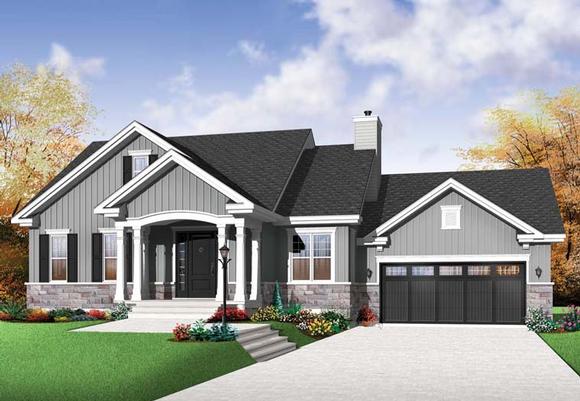 Craftsman House Plan 76291 with 2 Beds, 1 Baths, 2 Car Garage Elevation