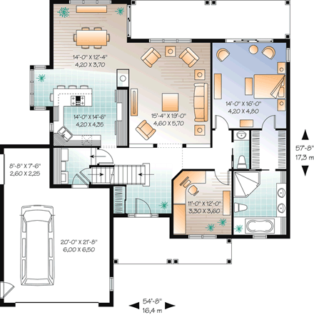 Country, Craftsman House Plan 76295 with 5 Beds, 4 Baths, 2 Car Garage First Level Plan