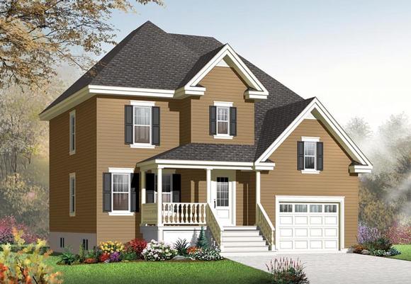 Country, European House Plan 76300 with 3 Beds, 2 Baths, 1 Car Garage Elevation