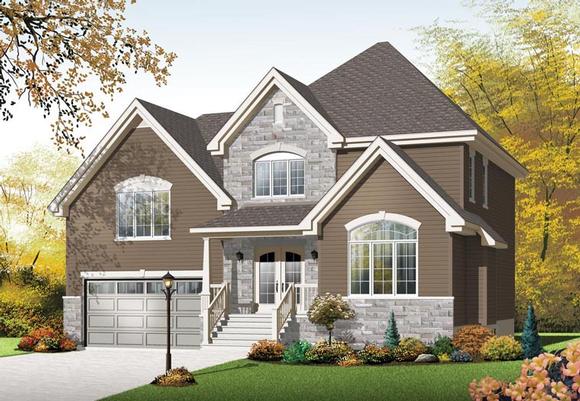 European House Plan 76305 with 3 Beds, 2 Baths, 2 Car Garage Elevation