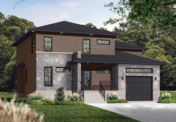Contemporary, Modern House Plan 76307 with 3 Beds, 3 Baths, 1 Car Garage Elevation