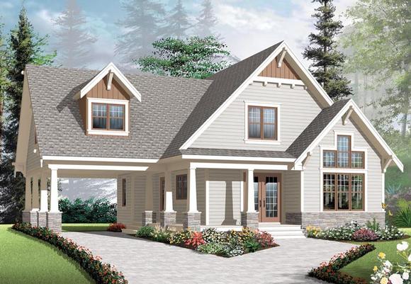 Cottage, Country, Craftsman House Plan 76308 with 3 Beds, 2 Baths, 1 Car Garage Elevation