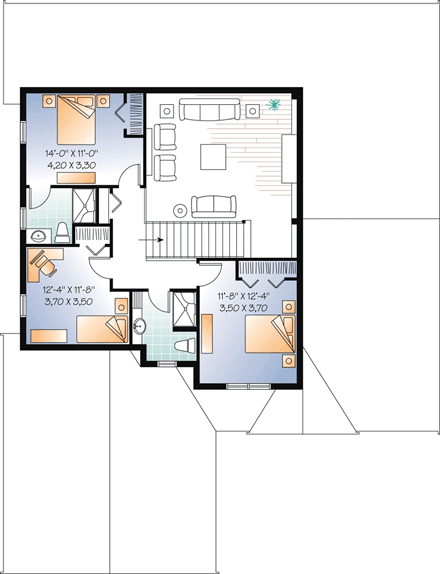 Craftsman House Plan 76310 with 4 Beds, 4 Baths, 2 Car Garage Second Level Plan