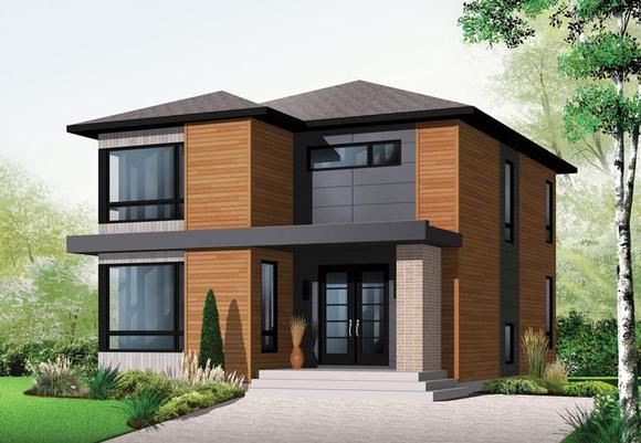 Contemporary, Modern House Plan 76317 with 3 Beds, 2 Baths Elevation