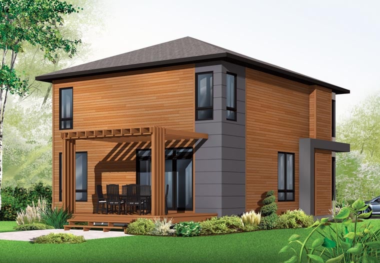 Contemporary, Modern Plan with 1852 Sq. Ft., 3 Bedrooms, 2 Bathrooms Rear Elevation