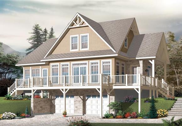 Cottage, Country, Craftsman House Plan 76329 with 3 Beds, 3 Baths, 2 Car Garage Elevation