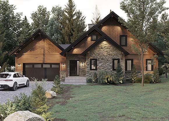 Cottage, Country, Craftsman House Plan 76330 with 3 Beds, 3 Baths, 2 Car Garage Elevation