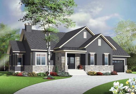 Country, Craftsman House Plan 76345 with 2 Beds, 1 Baths, 1 Car Garage Elevation