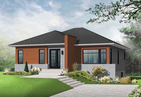 Contemporary, Modern House Plan 76346 with 2 Beds, 1 Baths Elevation