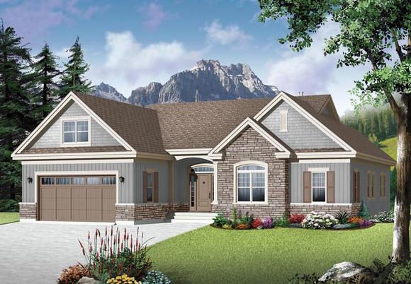 Country, Craftsman House Plan 76350 with 3 Beds, 2 Baths, 2 Car Garage Elevation