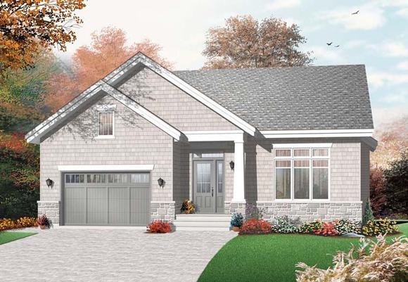 Cape Cod, Craftsman House Plan 76354 with 3 Beds, 1 Baths, 1 Car Garage Elevation