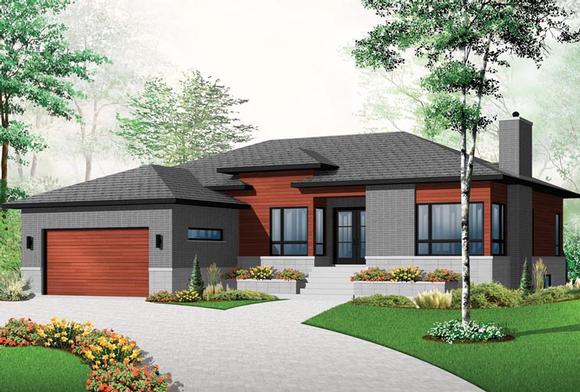 Contemporary, Modern House Plan 76355 with 3 Beds, 1 Baths, 2 Car Garage Elevation