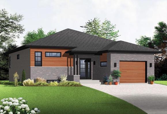 Contemporary, Modern House Plan 76356 with 2 Beds, 1 Baths, 1 Car Garage Elevation