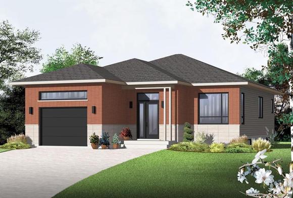Contemporary House Plan 76357 with 2 Beds, 1 Baths, 1 Car Garage Elevation