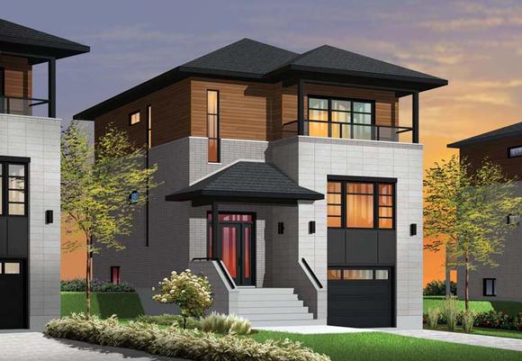 Contemporary, Modern House Plan 76362 with 3 Beds, 2 Baths, 1 Car Garage Elevation