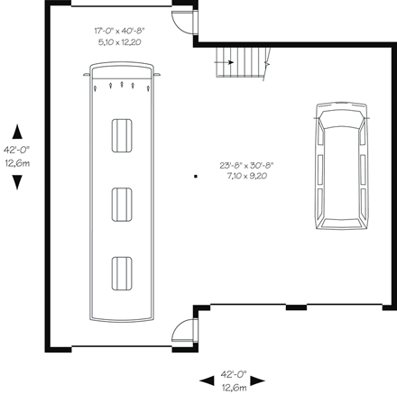 Country 3 Car Garage Apartment Plan 76374, RV Storage First Level Plan