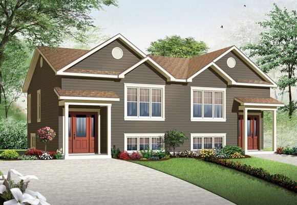 Country Multi-Family Plan 76379 with 5 Beds, 4 Baths Elevation
