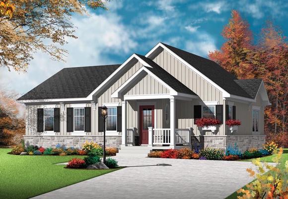 Country, Craftsman House Plan 76382 with 2 Beds, 1 Baths Elevation