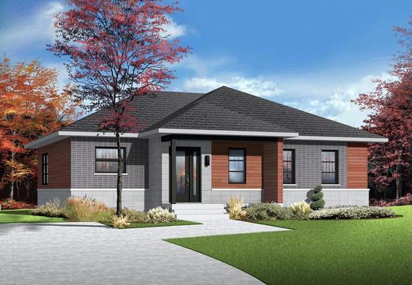 Contemporary House Plan 76383 with 2 Beds, 1 Baths Elevation