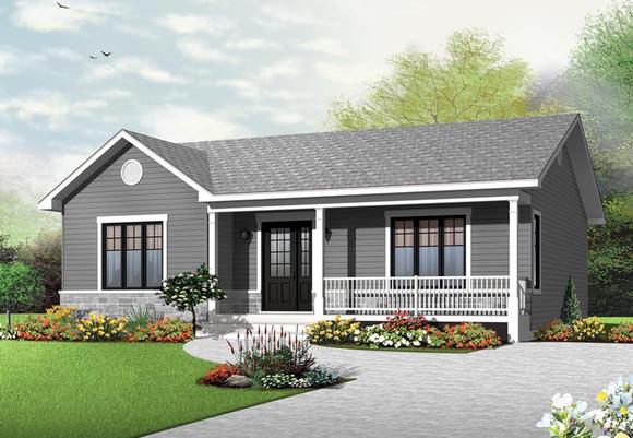 Country, Traditional House Plan 76384 with 2 Beds, 1 Baths Elevation