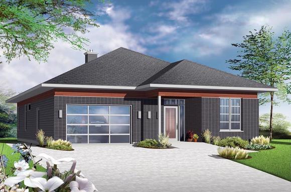 House Plan 76387 with 2 Beds, 1 Baths, 1 Car Garage Elevation