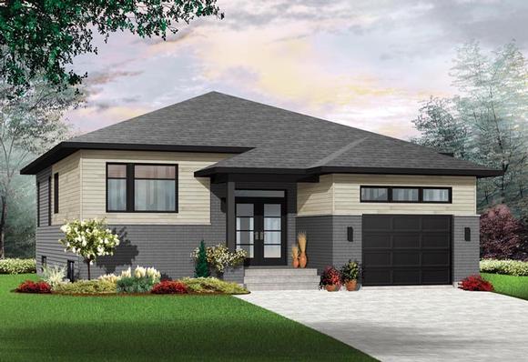 Contemporary House Plan 76389 with 2 Beds, 1 Baths, 1 Car Garage Elevation