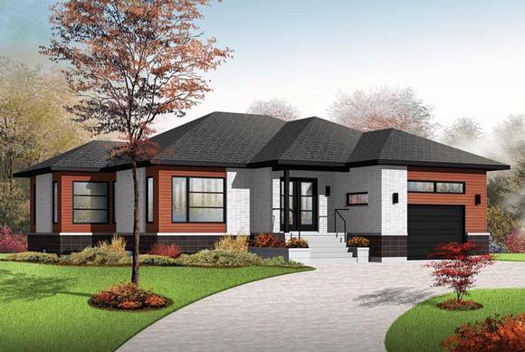 Contemporary House Plan 76390 with 2 Beds, 1 Baths, 1 Car Garage Elevation