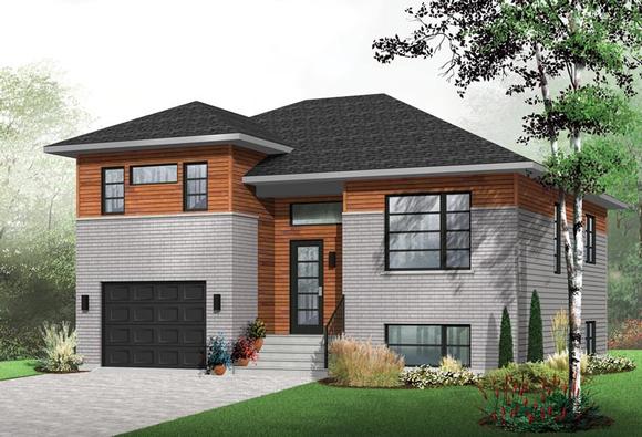 Contemporary House Plan 76391 with 3 Beds, 2 Baths, 1 Car Garage Elevation
